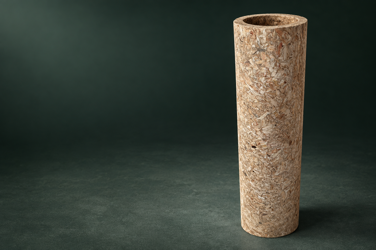 Molded wood core made from compressed wood particles